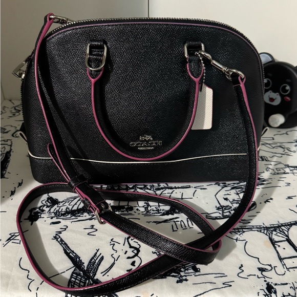 Coach Black Crossbody Bag with Pink Trim - Picture 1 of 6